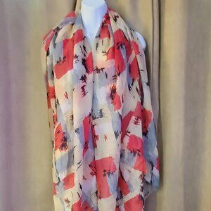 NEW Verona Scarf in Red - Pale Blue - Cream Patchwork Abstract Colors